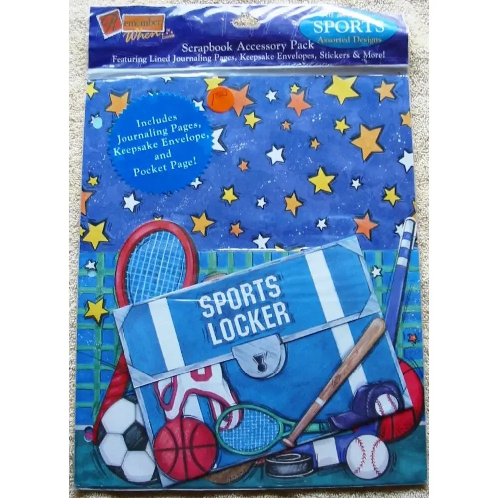 Remember When Sports Scrapbook Kit Journaling Pages Stickers Keepsake Envelopes